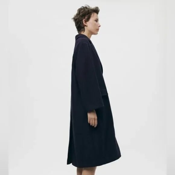 New Zara ZW Collection Oversized Wool Blend Navy Coat XS-S NWT - Picture 2 of 9